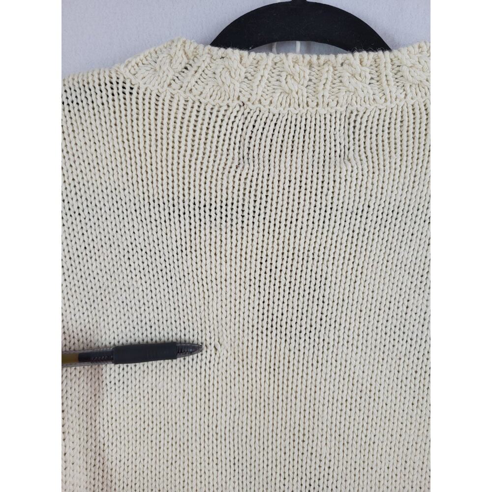 VTG Crystal‎ Kobe 3D Floral Knit Sweater L Cream Rose Cottage Romantic Grandma - Picture 13 of 14